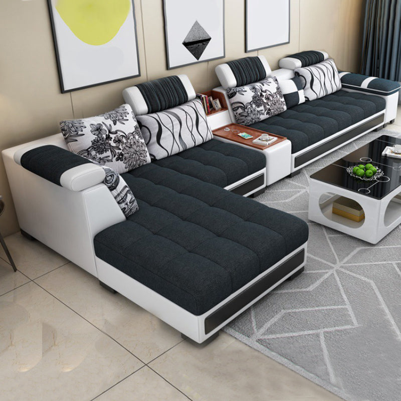 135.8x68.8x30.3 Modern Faux Leather Sectional Square Arm Sectional