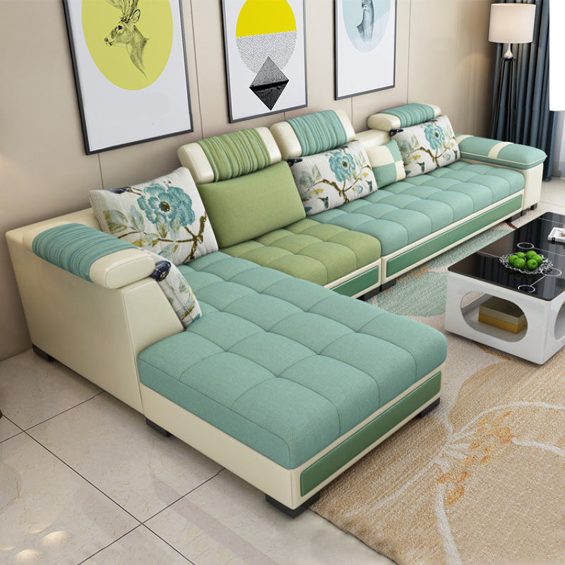 135.8x68.8x30.3 Modern Faux Leather Sectional Square Arm Sectional