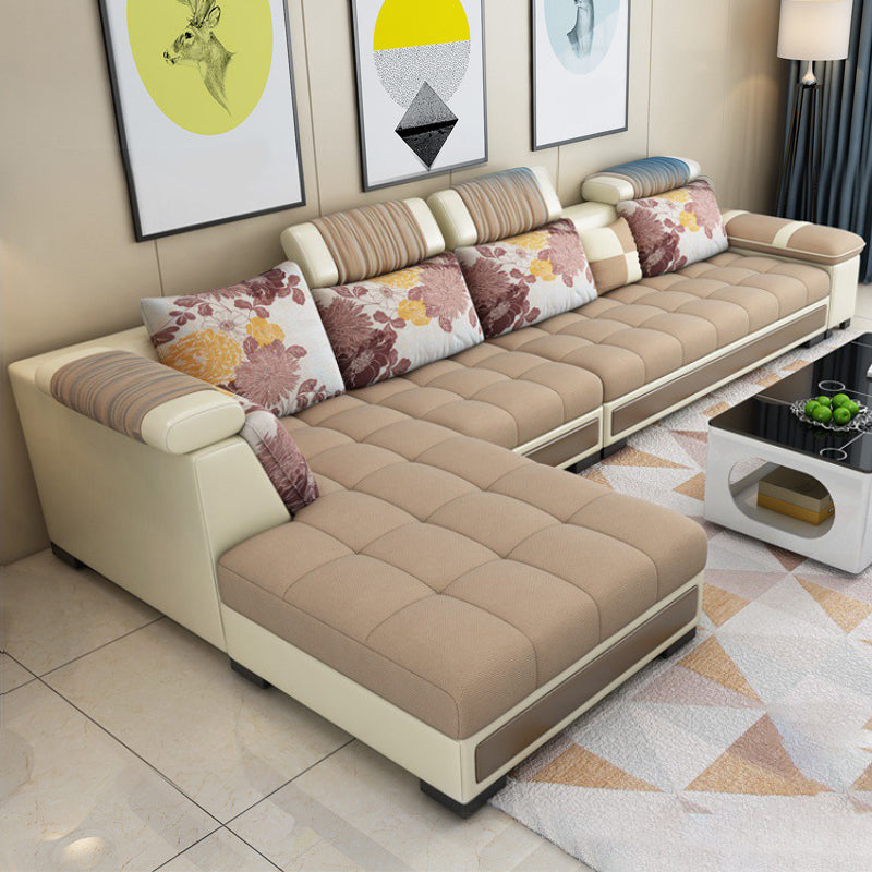 135.8x68.8x30.3 Modern Faux Leather Sectional Square Arm Sectional