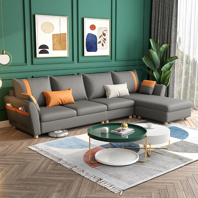 Fabric Cushion Back Sectional Sofa 29.53"High Tuxedo Arm Sofa with Storage