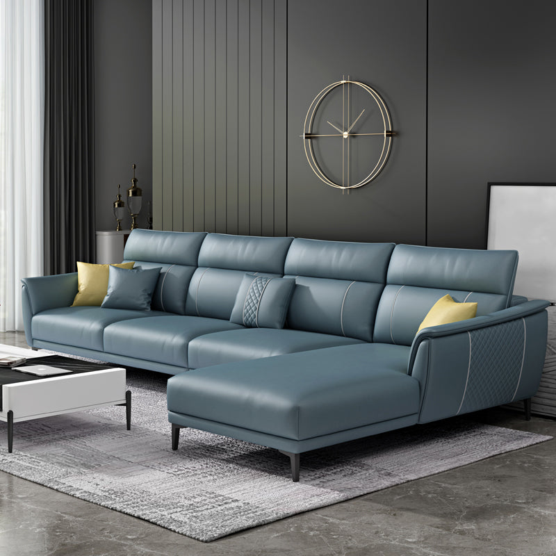 Contemporary Modular Sectional with Pillowed Back Cushions for Four People