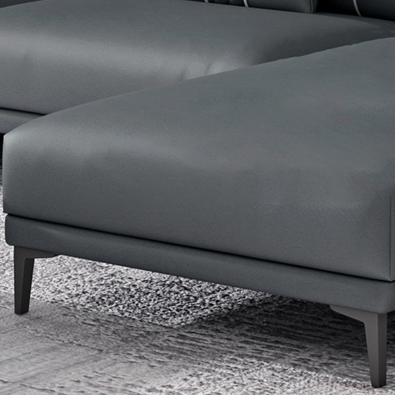 Contemporary Modular Sectional with Pillowed Back Cushions for Four People