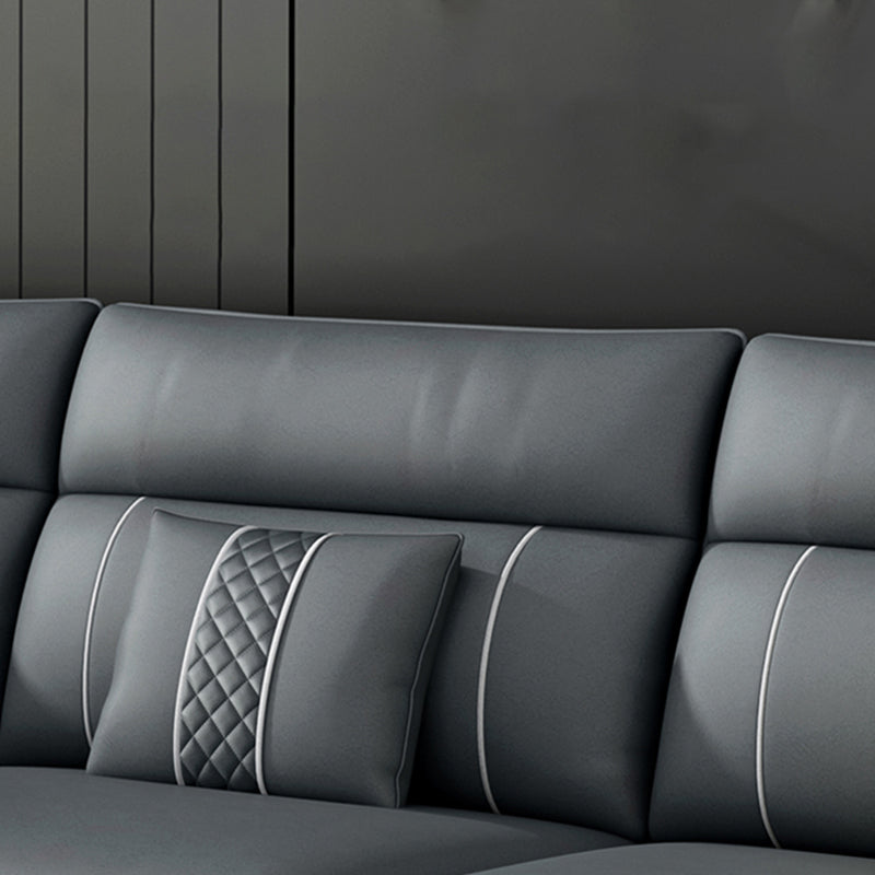 Contemporary Modular Sectional with Pillowed Back Cushions for Four People