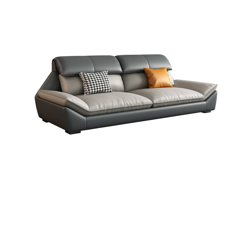 Grey Stain-Resistant Faux Leather Pillow Top Arm Sofa/Sectional for Living Room