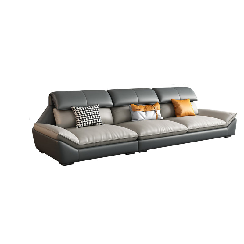 Grey Stain-Resistant Faux Leather Pillow Top Arm Sofa/Sectional for Living Room