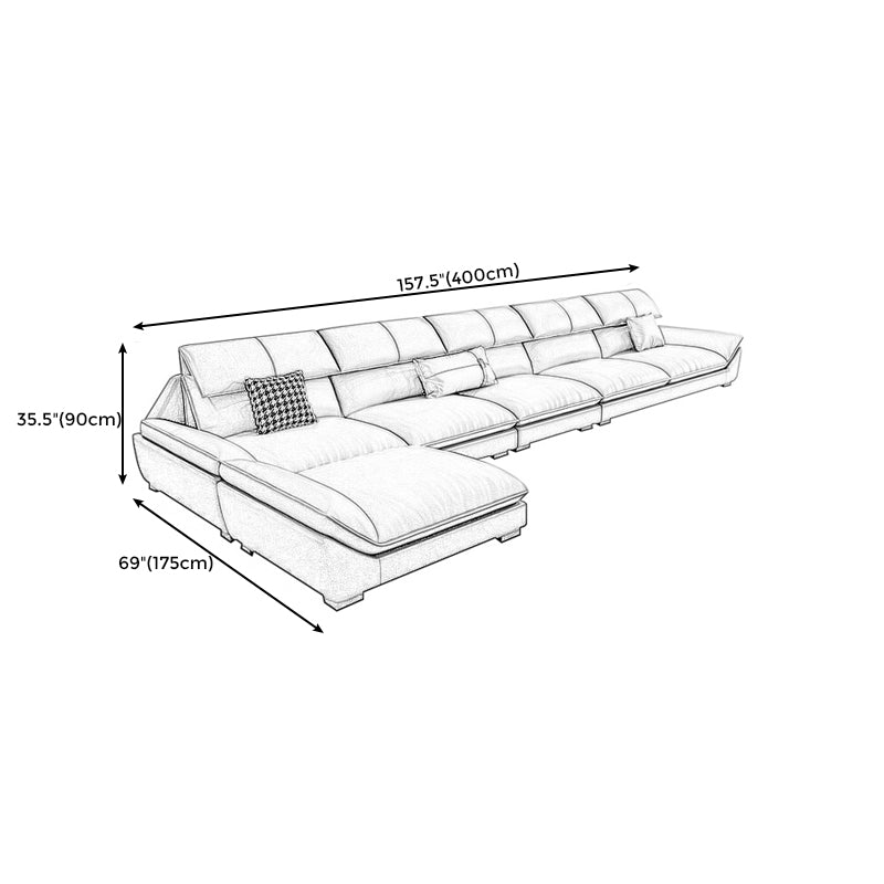 Grey Stain-Resistant Faux Leather Pillow Top Arm Sofa/Sectional for Living Room