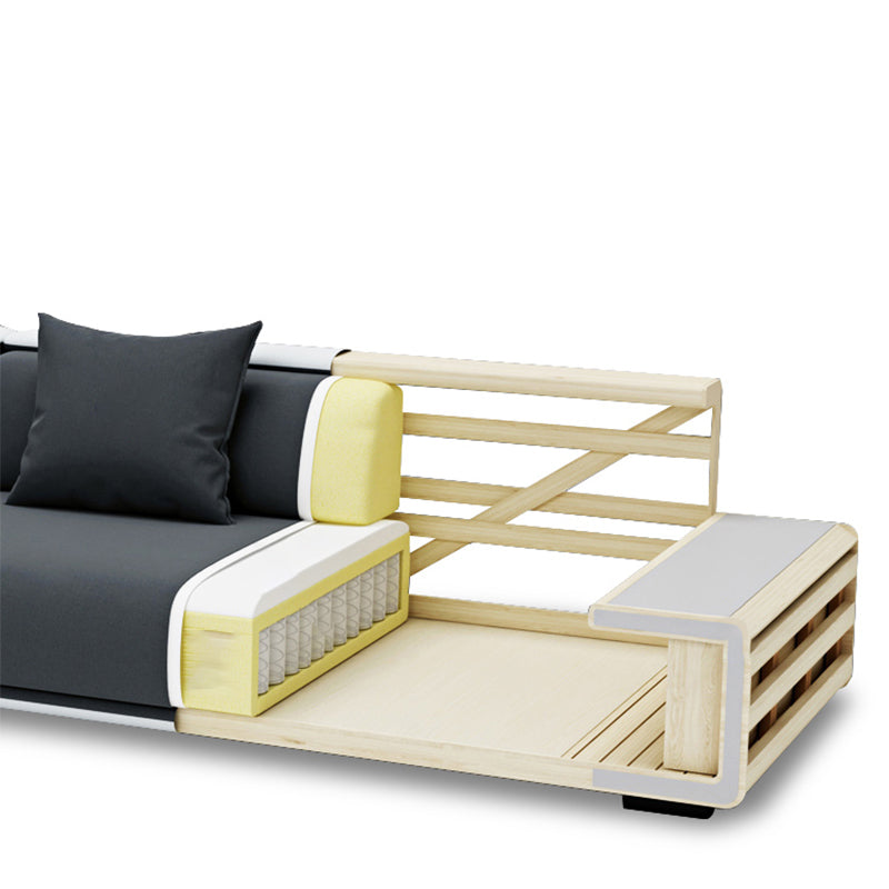 Contemporary Modular L-Shape Sectional with Pillowed Back Cushions