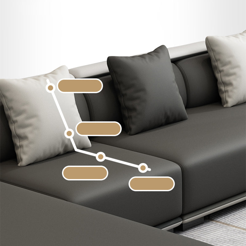 Contemporary Modular L-Shape Sectional with Pillowed Back Cushions