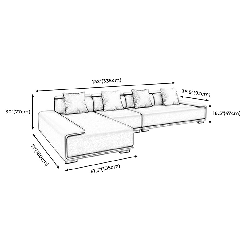 Contemporary Modular L-Shape Sectional with Pillowed Back Cushions