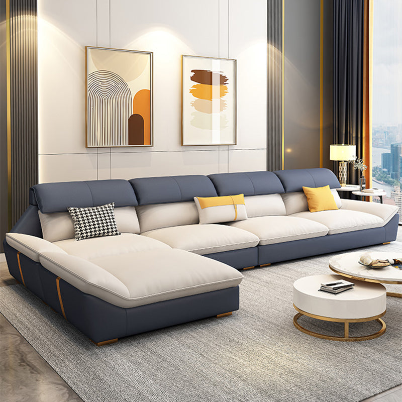 Faux Leather Contemporary Beige Sofa/Sectional for Living Room