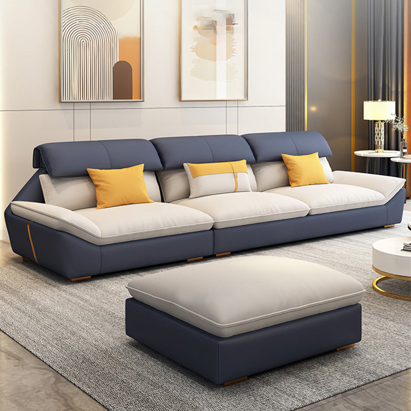 Faux Leather Contemporary Beige Sofa/Sectional for Living Room