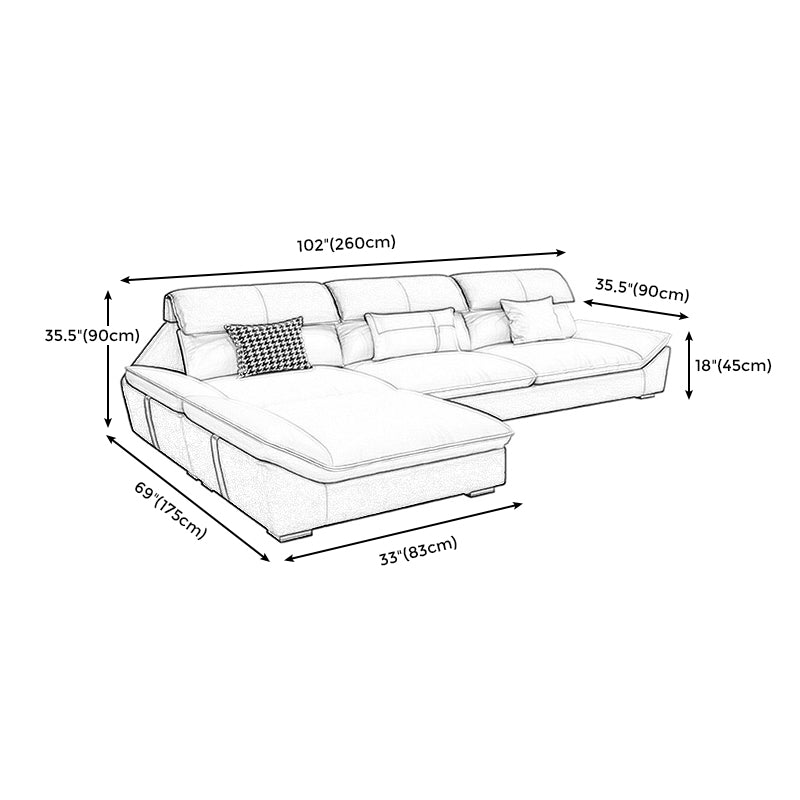 Faux Leather Contemporary Beige Sofa/Sectional for Living Room