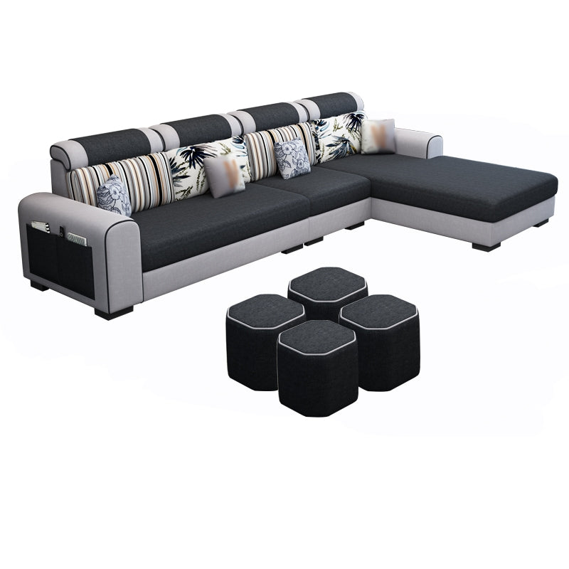 Contemporary Right Hand Facing Sectional with Round Arm and Storage