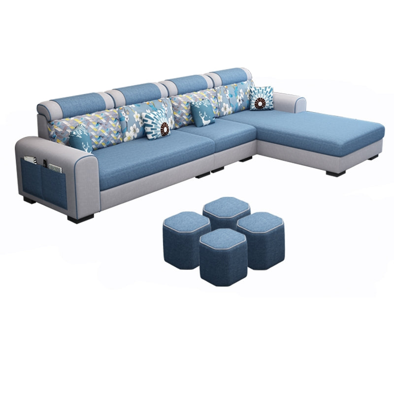 Contemporary Right Hand Facing Sectional with Round Arm and Storage
