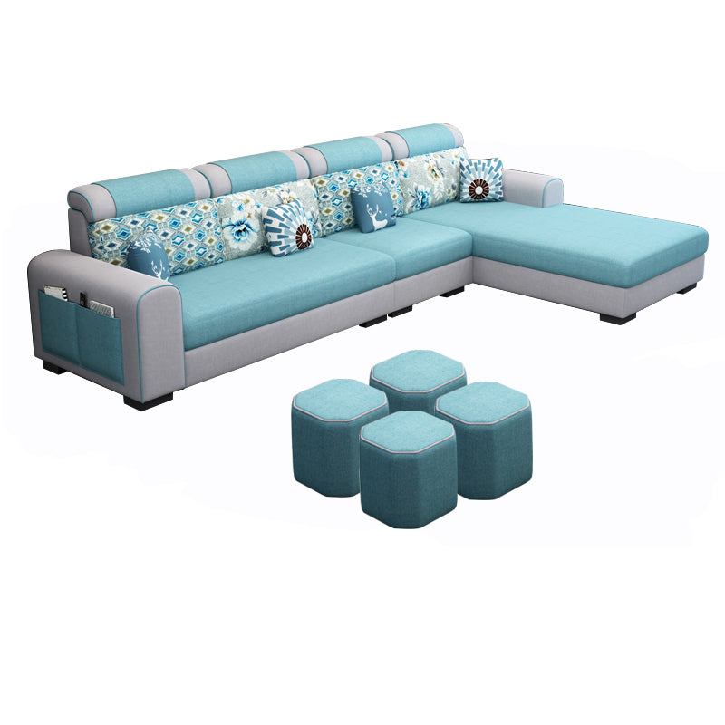 Contemporary Right Hand Facing Sectional with Round Arm and Storage