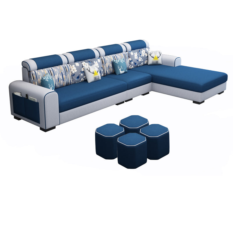 Contemporary Right Hand Facing Sectional with Round Arm and Storage
