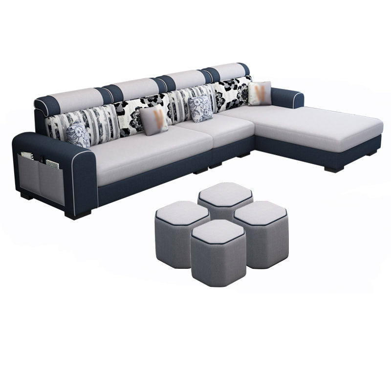 Contemporary Right Hand Facing Sectional with Round Arm and Storage
