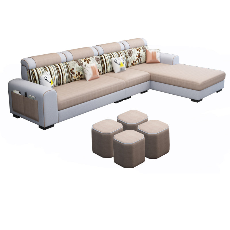 Contemporary Right Hand Facing Sectional with Round Arm and Storage