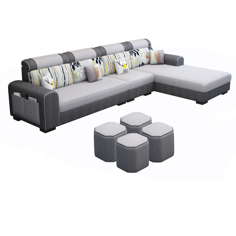 Contemporary Right Hand Facing Sectional with Round Arm and Storage