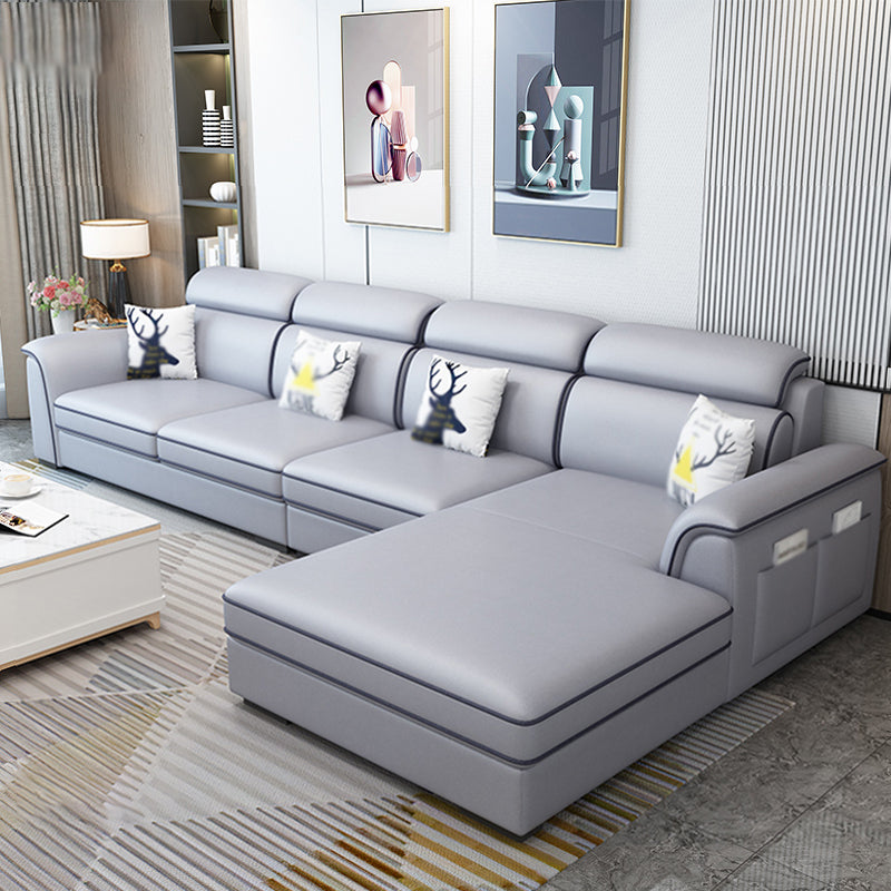 Contemporary L-Shape Sectional with Storage and USB for Apartment