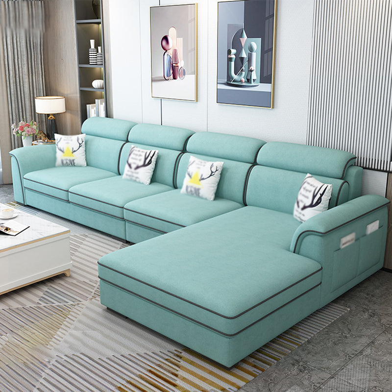 Contemporary L-Shape Sectional with Storage and USB for Apartment