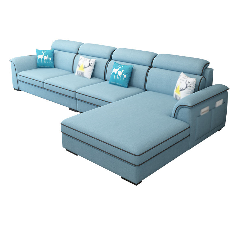 Contemporary L-Shape Sectional with Storage and USB for Apartment