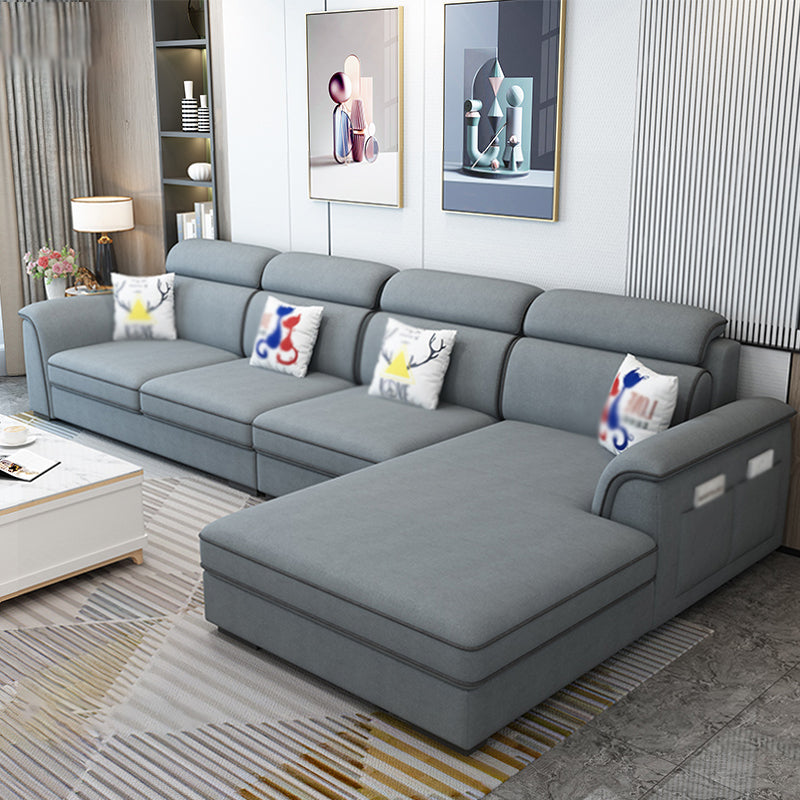 Contemporary L-Shape Sectional with Storage and USB for Apartment