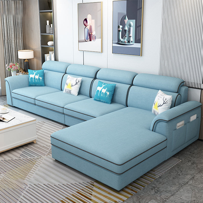 Contemporary L-Shape Sectional with Storage and USB for Apartment