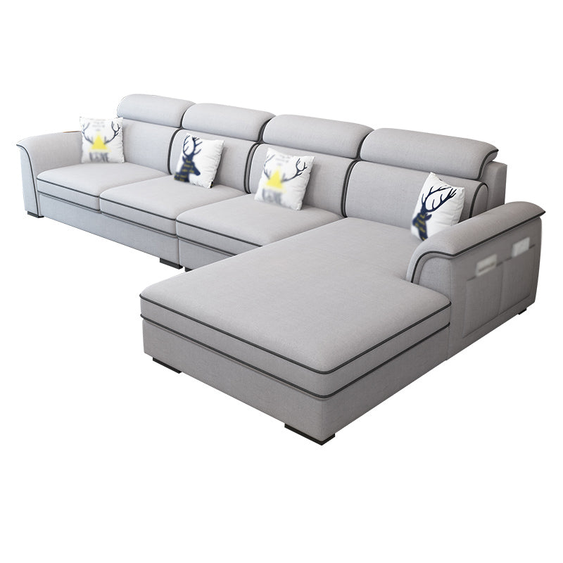 Contemporary L-Shape Sectional with Storage and USB for Apartment