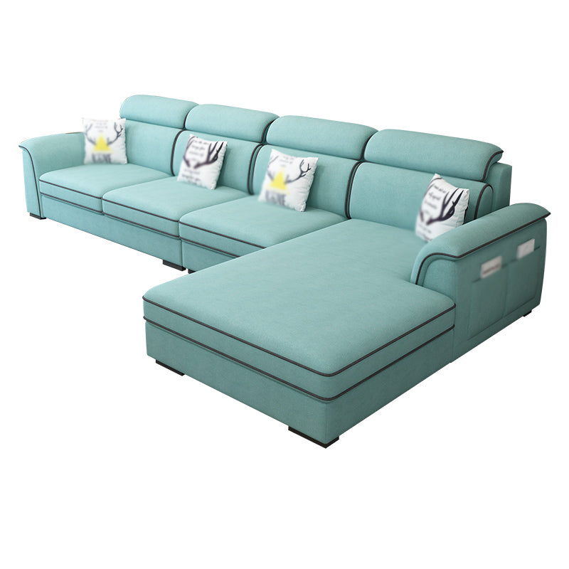 Contemporary L-Shape Sectional with Storage and USB for Apartment