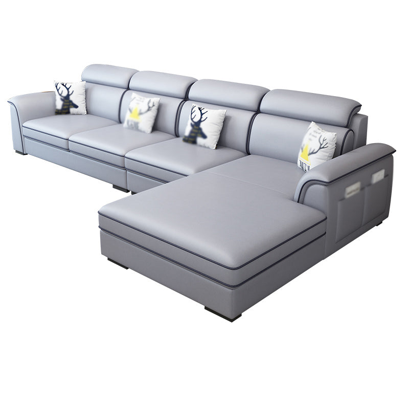 Contemporary L-Shape Sectional with Storage and USB for Apartment