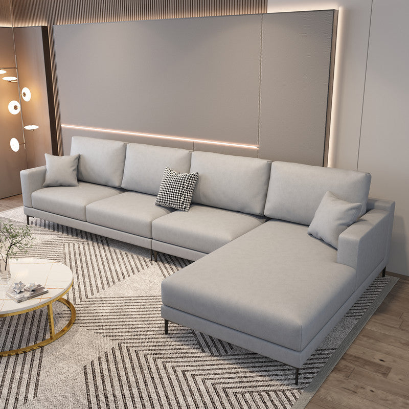 Scandinavian Modular Sectional with Recessed Arm and Pillowed Back Cushions