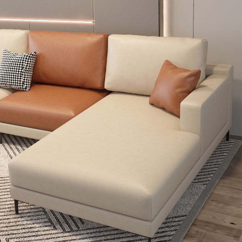Scandinavian Modular Sectional with Recessed Arm and Pillowed Back Cushions