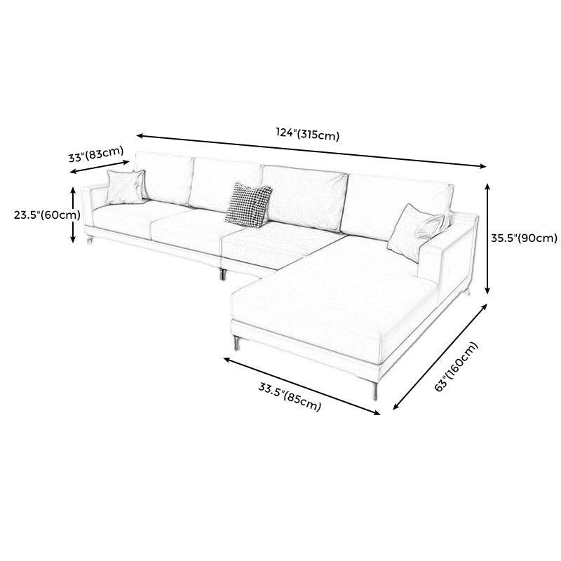 Scandinavian Modular Sectional with Recessed Arm and Pillowed Back Cushions