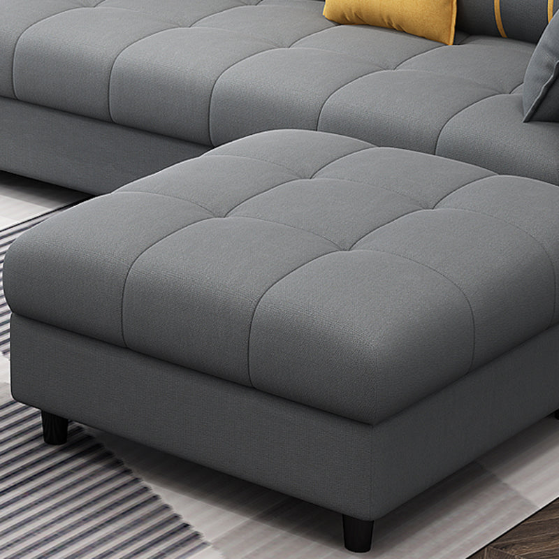 Square Arm Cotton Blend and Faux Leather Sectionals Sofas with Storage