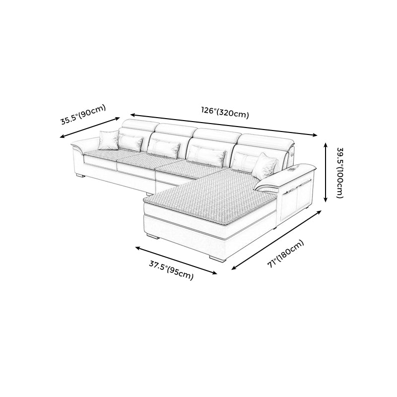 Storage Cushion Back 4-Seater L-Shape Sectional Sofa with Chaise