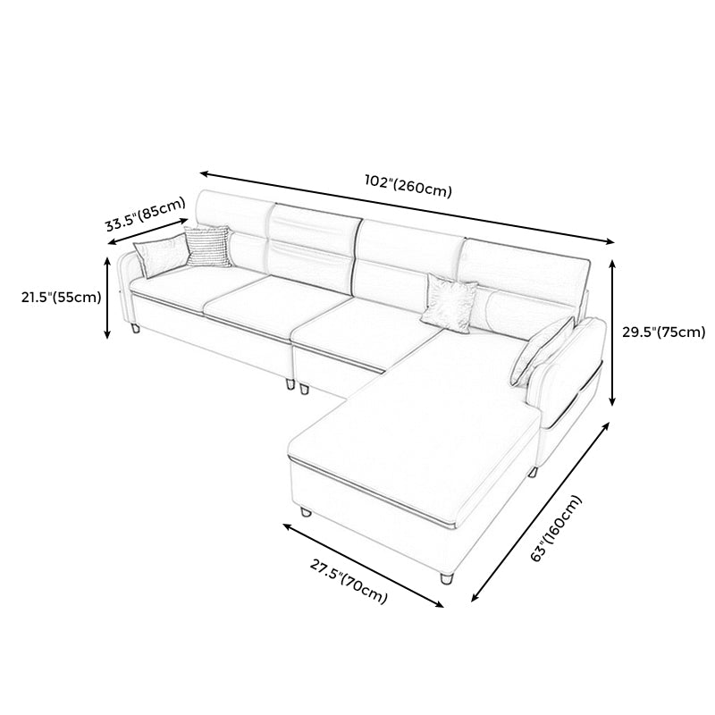 Right Hand Facing L-shape Sectional with Recessed Arm for Living Room
