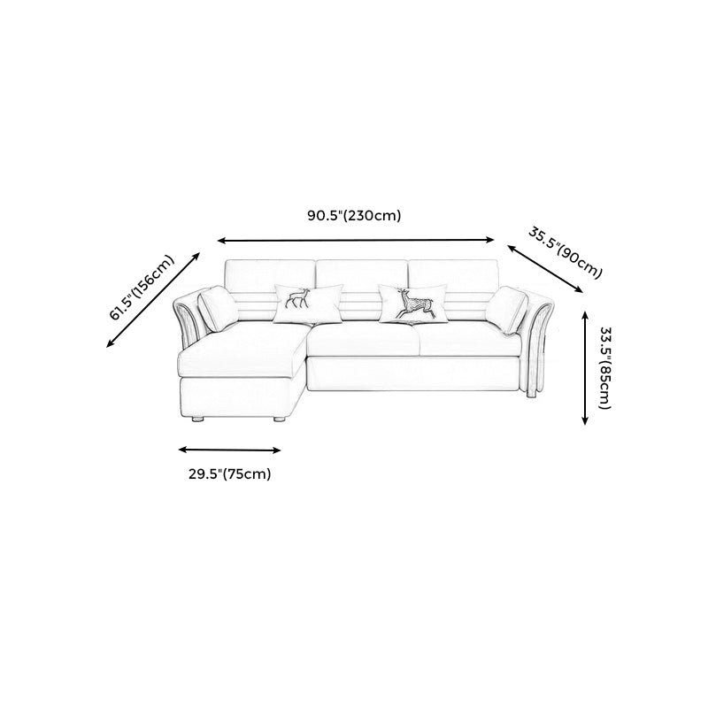 Cotton Blend and Faux Leather Convertible Sectionals Sofas with Storage in Yellow