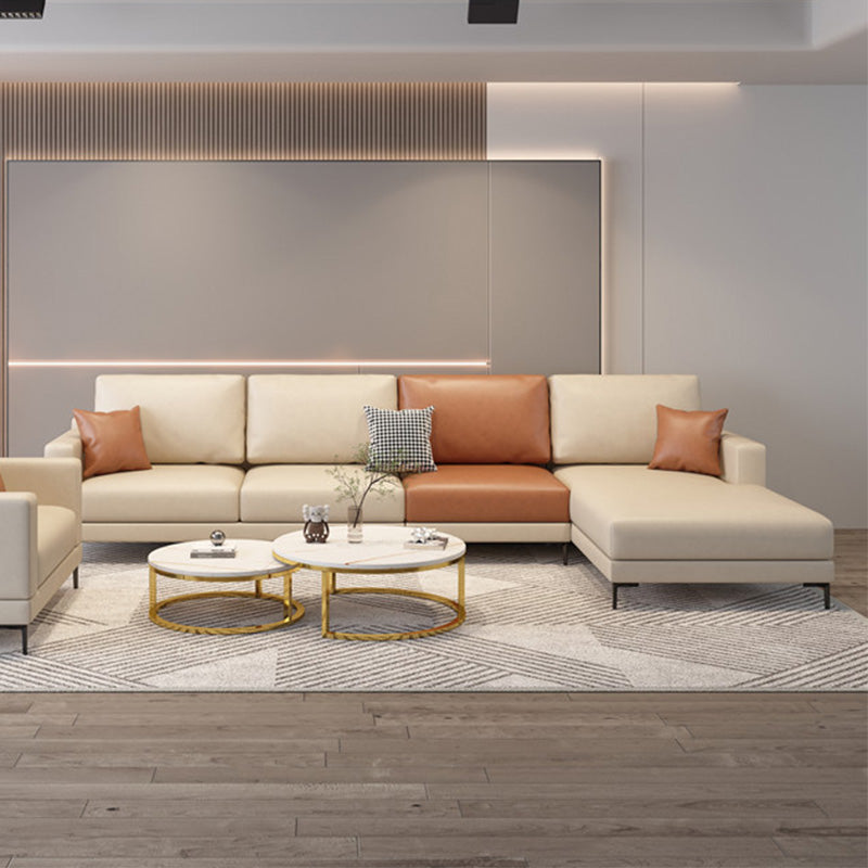 124x67x29.5 Faux Leather Sectiona Square Arm for Living Room