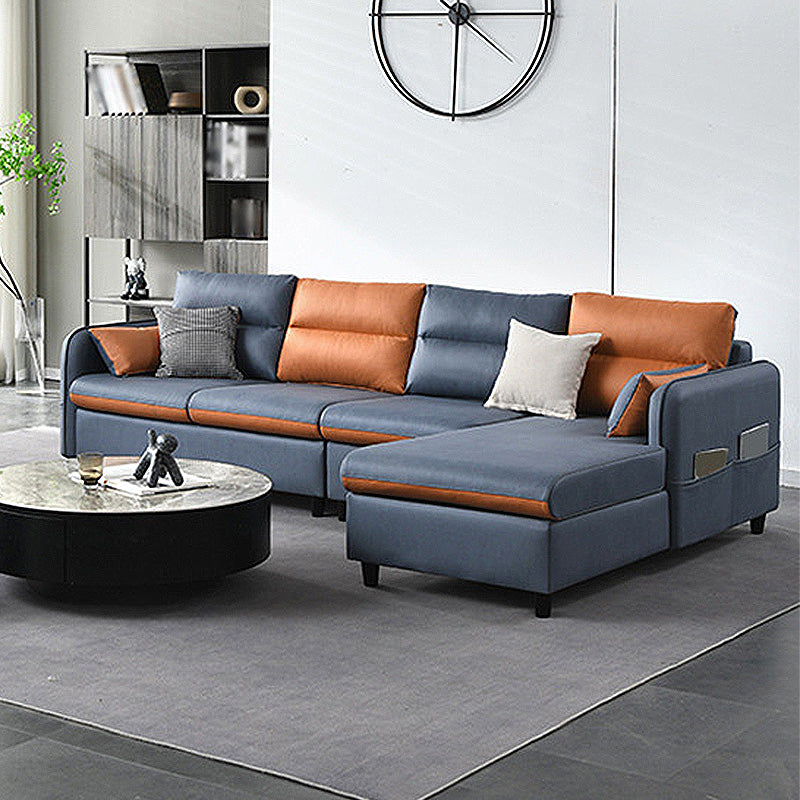 Modern Faux Leather Sectional Square Arm for Living Room with Storage