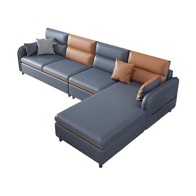Modern Faux Leather Sectional Square Arm for Living Room with Storage