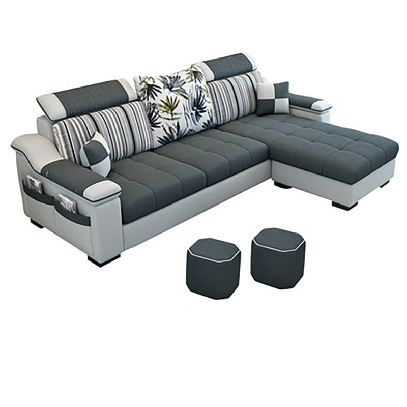 Modern Square Arm Sectionals 106.3"L x 57"W x 35.43"H High Back Sofa with Storage