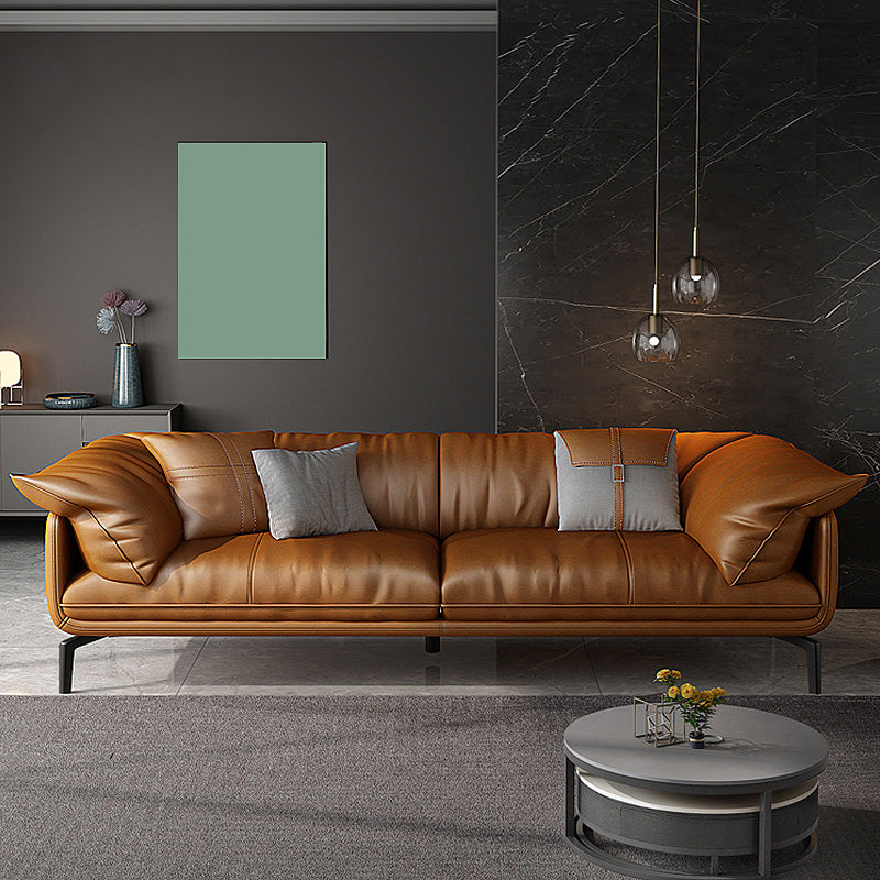 Brown Leather/Faux Leather Sectional Pillow Top Arm for Living Room