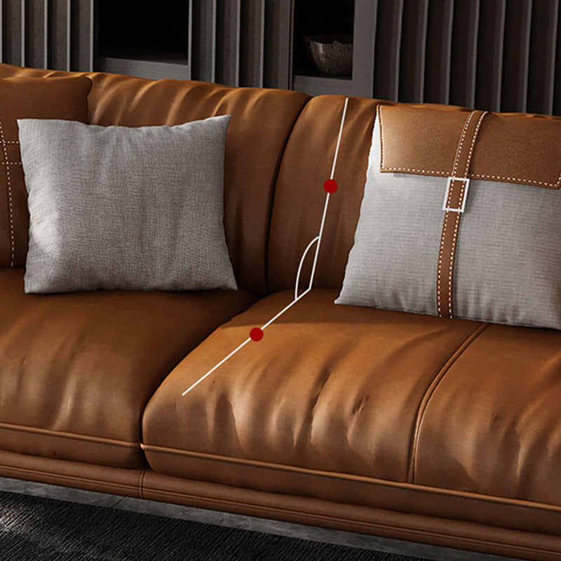 Brown Leather/Faux Leather Sectional Pillow Top Arm for Living Room