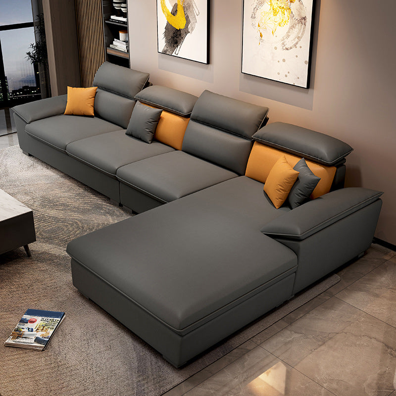 Pillow Top Arms Stain-Resistant Soft Modular Sectionals with Reversible Chaise