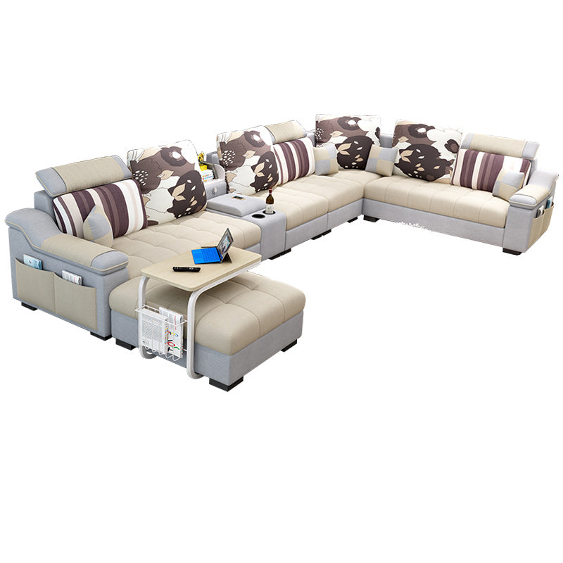 Sloped Arms Pillowed Back Cushions Sectionals Sofas for Living Room