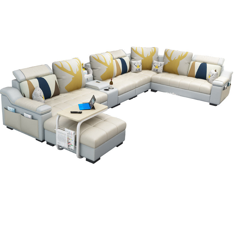 Sloped Arms Pillowed Back Cushions Sectionals Sofas for Living Room