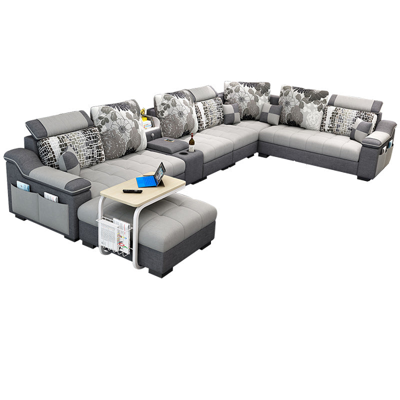 Sloped Arms Pillowed Back Cushions Sectionals Sofas for Living Room