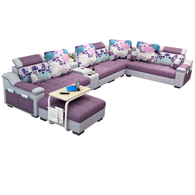 Sloped Arms Pillowed Back Cushions Sectionals Sofas for Living Room