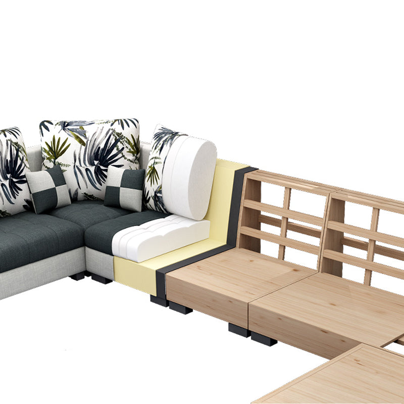 Sloped Arms Pillowed Back Cushions Sectionals Sofas for Living Room